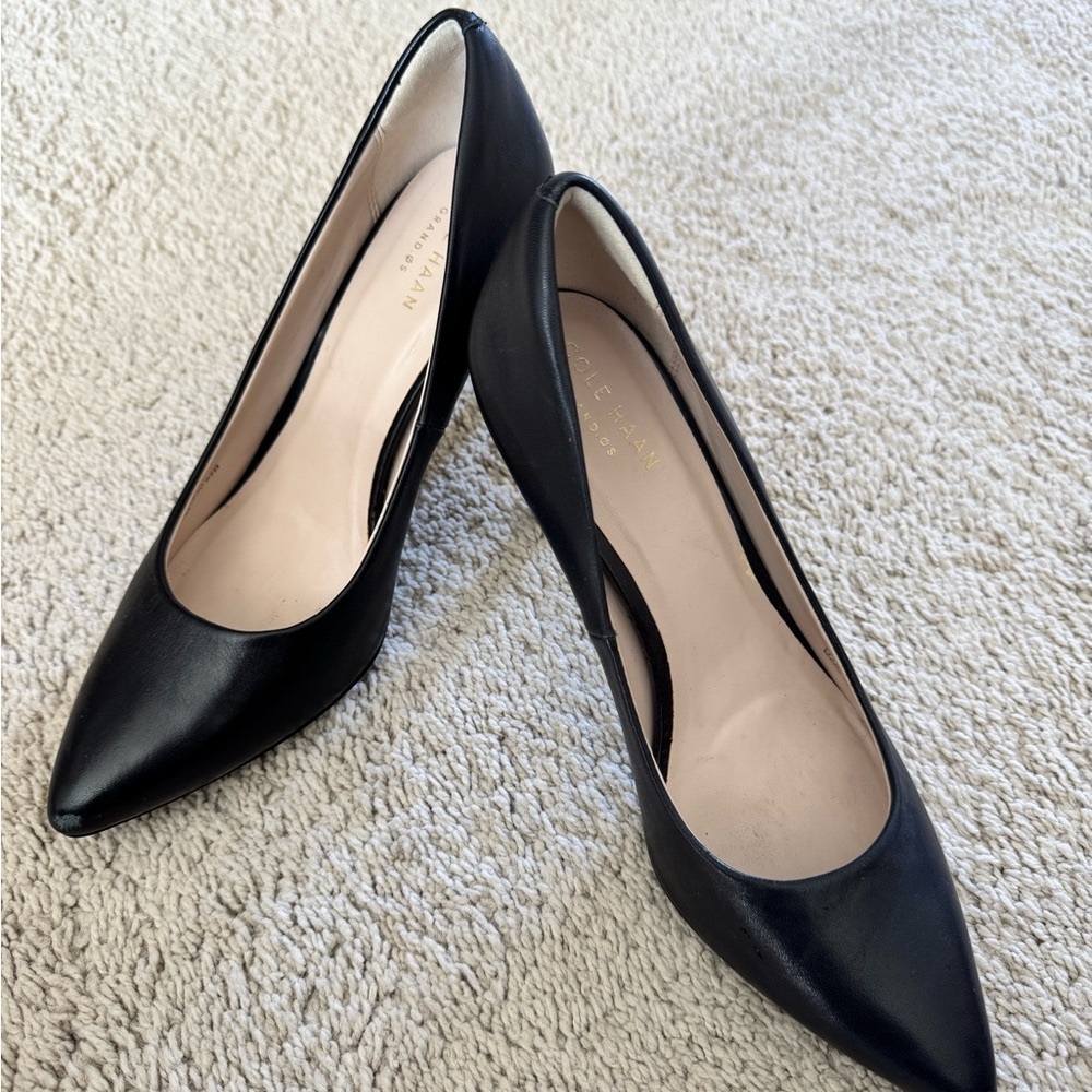 Cole Haan Black Grand OS Pointed-Toe Heels